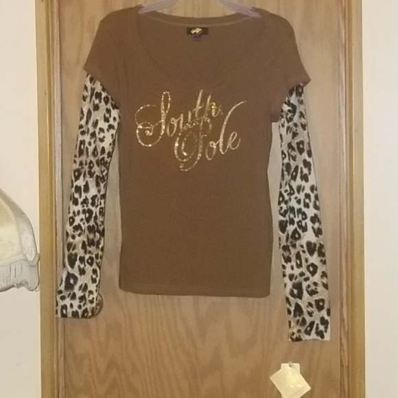 BNWT South Pole Top Leopard Cheetah Print Bling - Picture 1 of 7